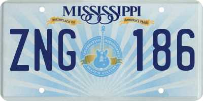 MS license plate ZNG186