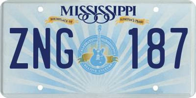 MS license plate ZNG187