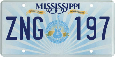 MS license plate ZNG197