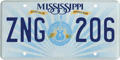 MS license plate ZNG206