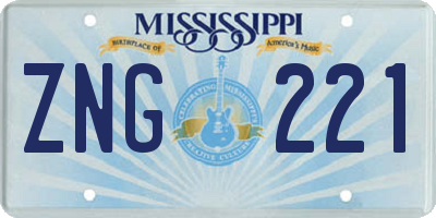 MS license plate ZNG221