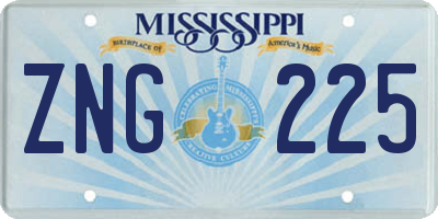 MS license plate ZNG225