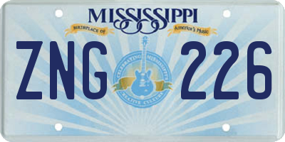 MS license plate ZNG226