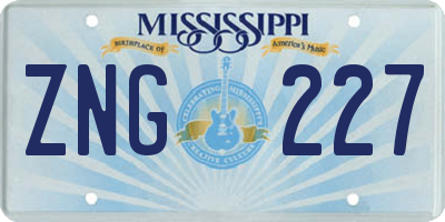 MS license plate ZNG227