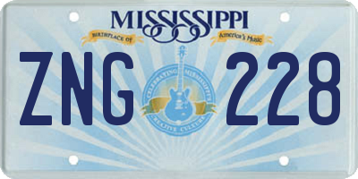 MS license plate ZNG228