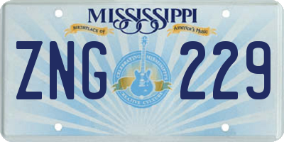 MS license plate ZNG229