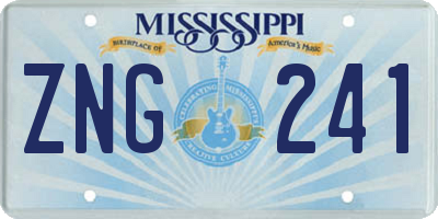MS license plate ZNG241
