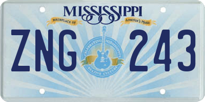 MS license plate ZNG243