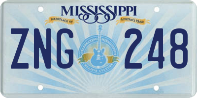 MS license plate ZNG248