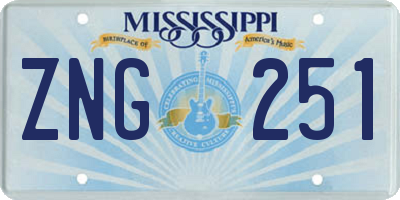 MS license plate ZNG251