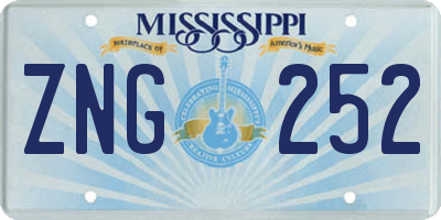 MS license plate ZNG252