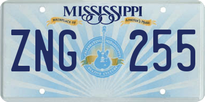 MS license plate ZNG255