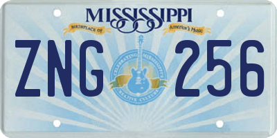 MS license plate ZNG256