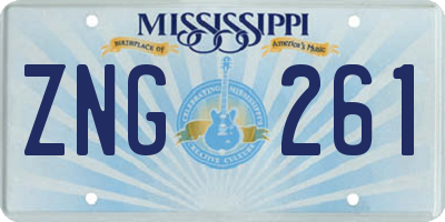MS license plate ZNG261