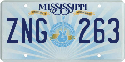 MS license plate ZNG263
