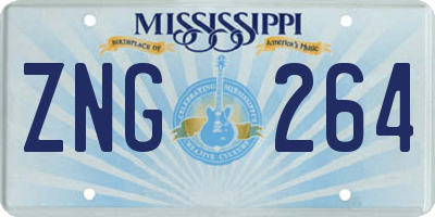 MS license plate ZNG264