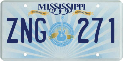 MS license plate ZNG271