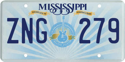 MS license plate ZNG279