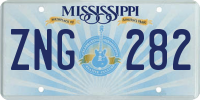 MS license plate ZNG282