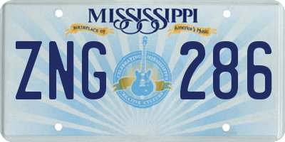 MS license plate ZNG286
