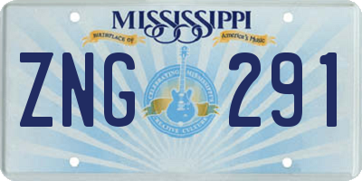 MS license plate ZNG291