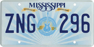 MS license plate ZNG296