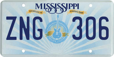 MS license plate ZNG306