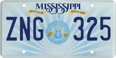 MS license plate ZNG325
