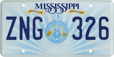 MS license plate ZNG326