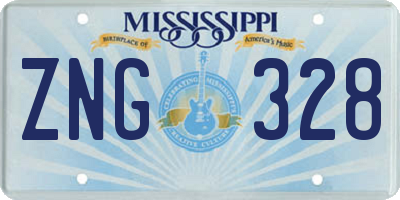 MS license plate ZNG328