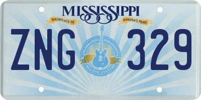 MS license plate ZNG329