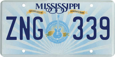 MS license plate ZNG339