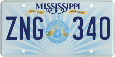 MS license plate ZNG340