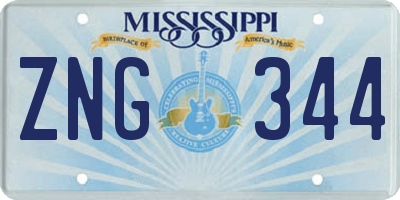 MS license plate ZNG344
