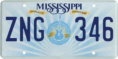 MS license plate ZNG346