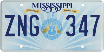 MS license plate ZNG347