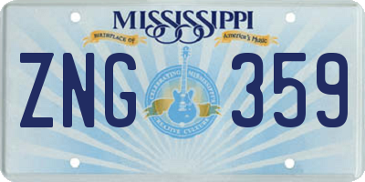 MS license plate ZNG359