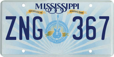 MS license plate ZNG367
