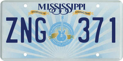 MS license plate ZNG371