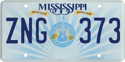 MS license plate ZNG373