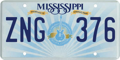 MS license plate ZNG376
