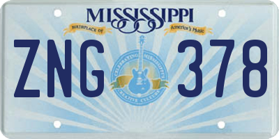 MS license plate ZNG378