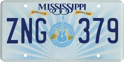 MS license plate ZNG379