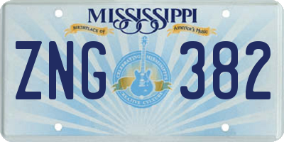 MS license plate ZNG382