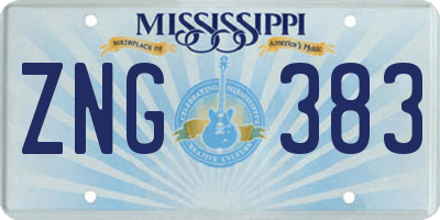 MS license plate ZNG383