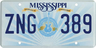 MS license plate ZNG389
