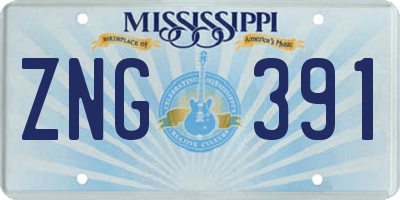 MS license plate ZNG391