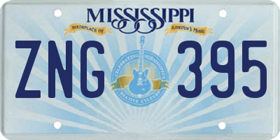 MS license plate ZNG395