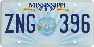 MS license plate ZNG396