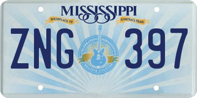 MS license plate ZNG397